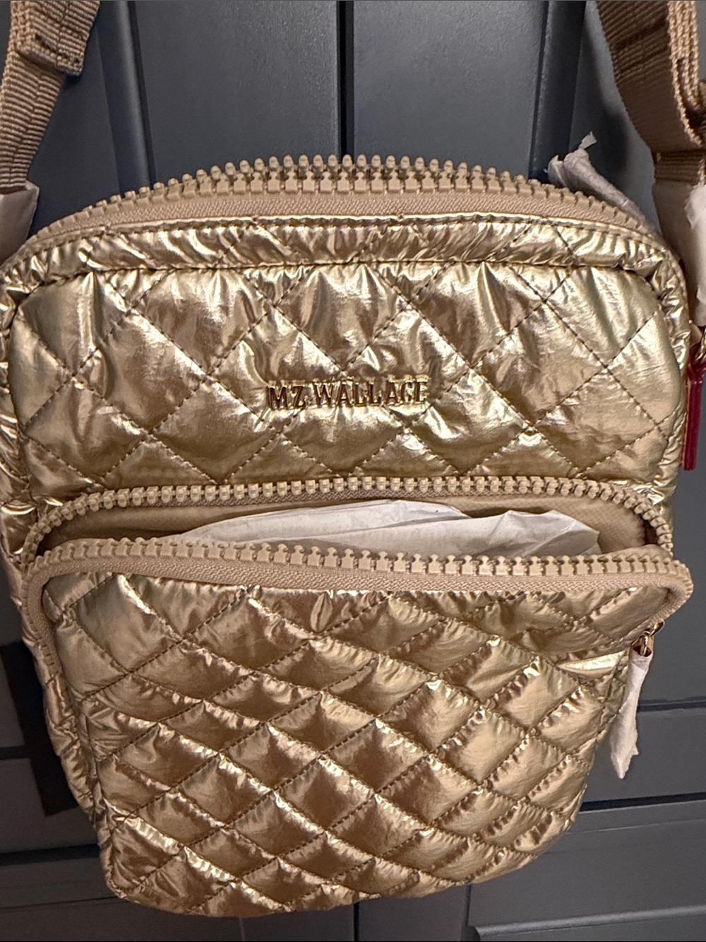 MZ Wallace Metro Crossbody bag in Platinum Metallic Gold. Size Large. Brand New. - Picture 14 of 16